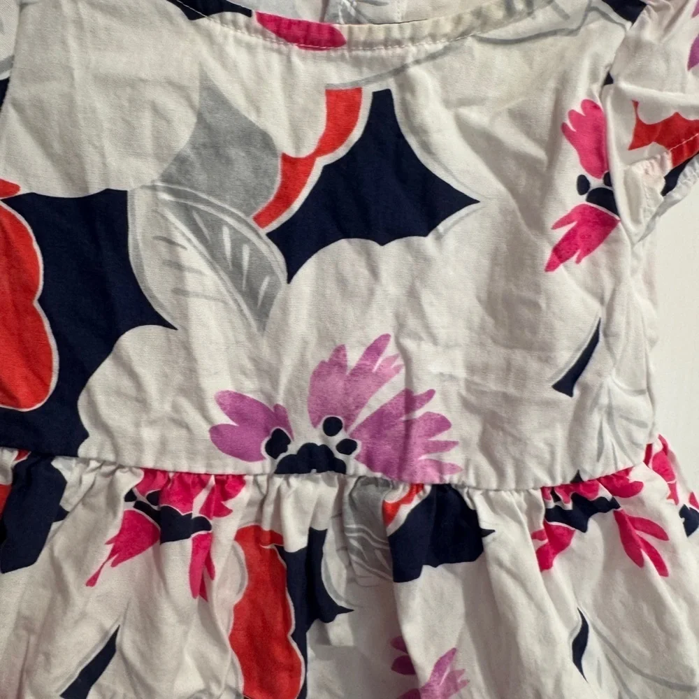 NWOT Gymboree 6-12M Girls Baby White Blue Floral Short Sleeve Formal Dress